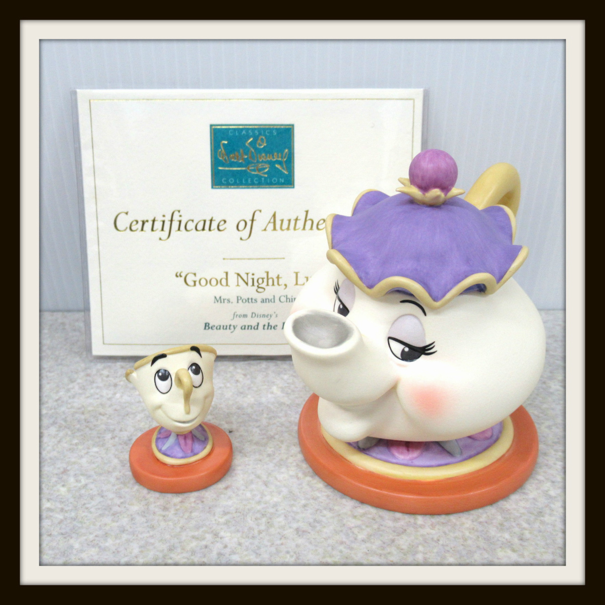 WDCC 美女と野獣 ポット婦人とチップ フィギュア Beauty and the Beast Mrs. Potts and Chip 置物 陶器製 ディズニー TDL 買取 三月うさぎの森