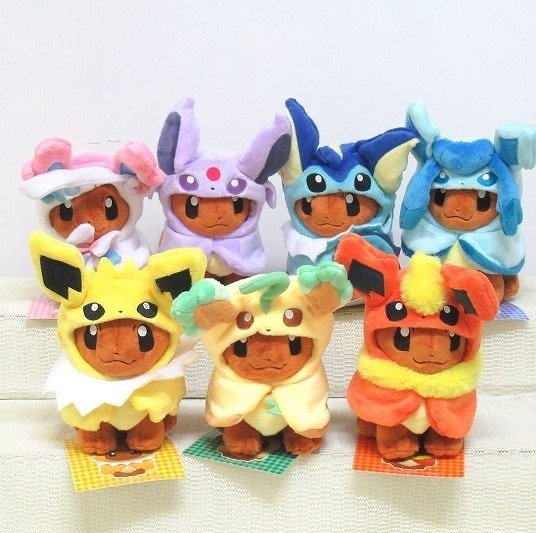 ポケモンセンター/イーブイ ポンチョシリーズ 7点セット ぬいぐるみ 2017 タグ付き